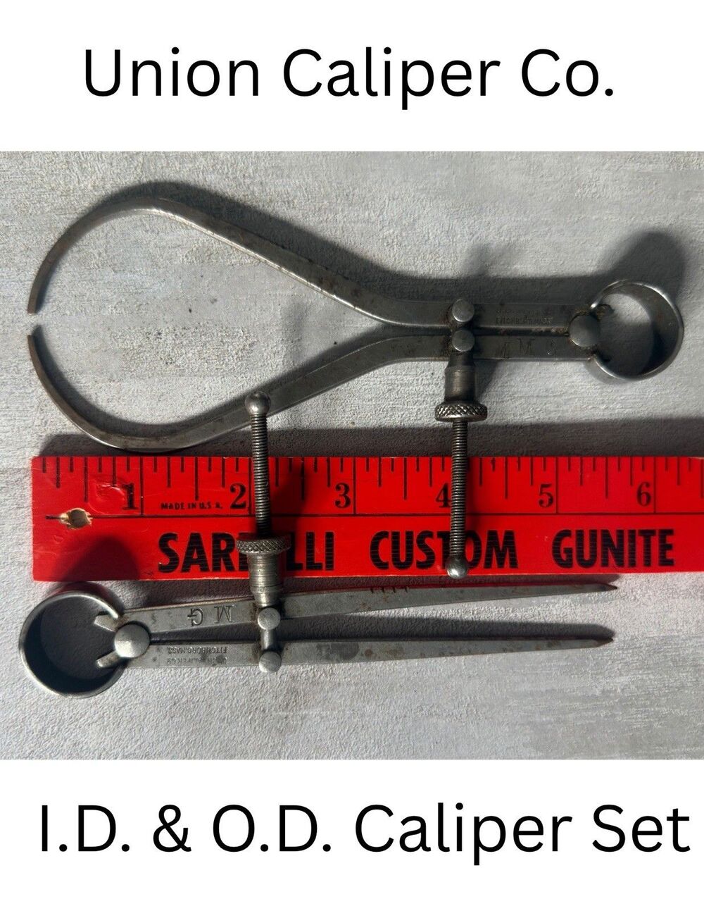 Vintage Union Tool Co. 5" Outside Caliper, & 6" Inside Calipers Made in Mass USA